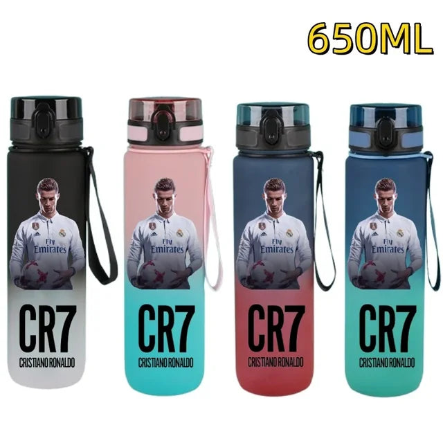 650ml Football Star Straw Water Cup Ronaldo Messi Portable Outdoor Large Capacity Sports Flip Cover Drinking Bottle Fans Gifts