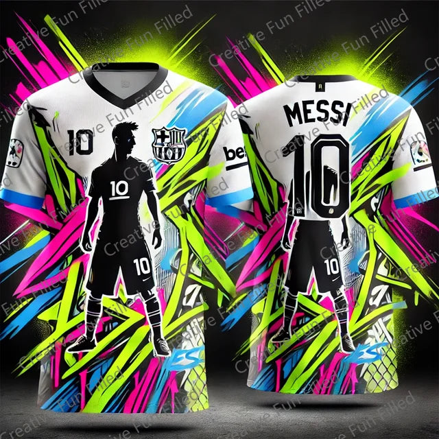 CHATGPT Street Graffiti Soccer Jersey for Kids and Adults, Special MESSI 10, Summer Tee, Intelligent Design Edition, New Kit