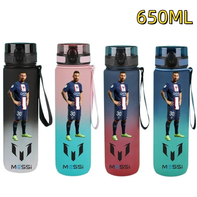 650ml Football Star Straw Water Cup Ronaldo Messi Portable Outdoor Large Capacity Sports Flip Cover Drinking Bottle Fans Gifts