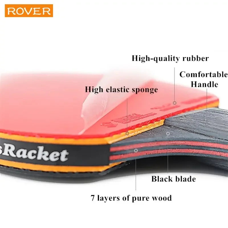 5/6 Star Table Tennis Racket 2PCS Professional Ping Pong Racket Set Pimples-in Rubber Hight Quality Blade Bat Paddle with Bag