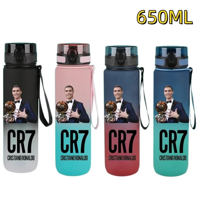 650ml Football Star Straw Water Cup Ronaldo Messi Portable Outdoor Large Capacity Sports Flip Cover Drinking Bottle Fans Gifts