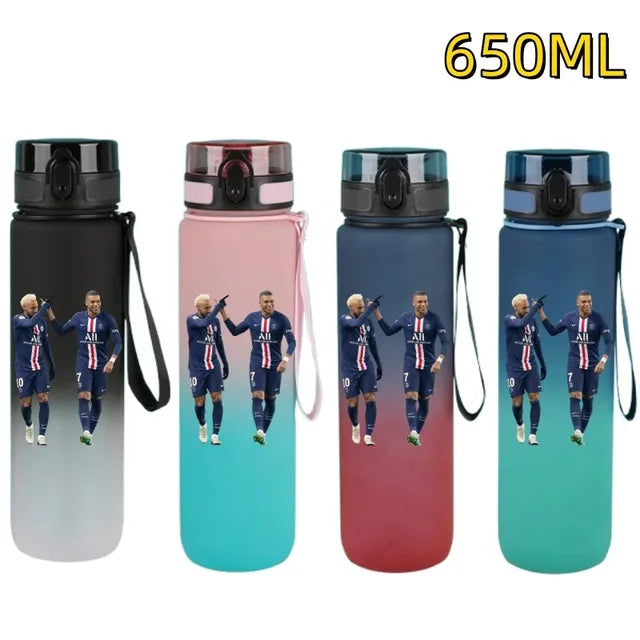 650ml Football Star Straw Water Cup Ronaldo Messi Portable Outdoor Large Capacity Sports Flip Cover Drinking Bottle Fans Gifts