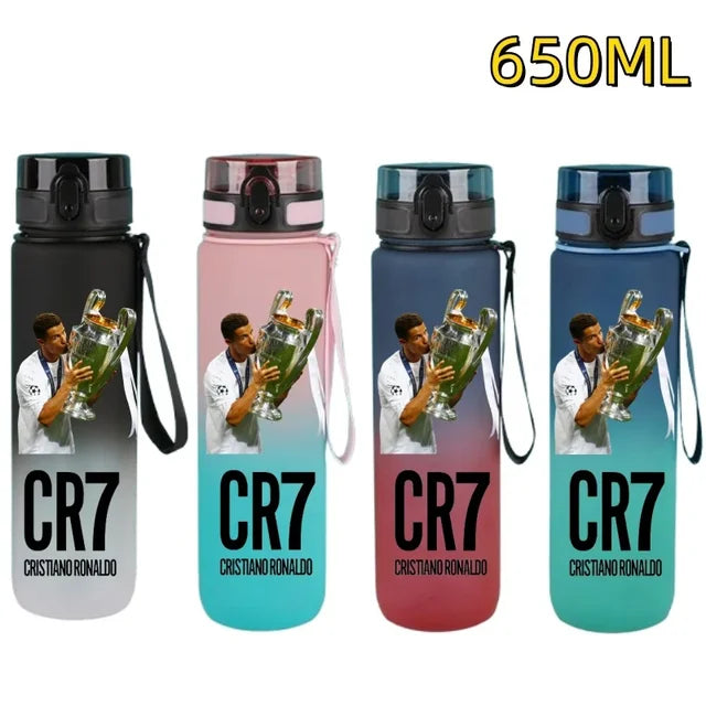 650ml Football Star Straw Water Cup Ronaldo Messi Portable Outdoor Large Capacity Sports Flip Cover Drinking Bottle Fans Gifts