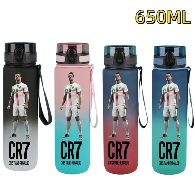 650ml Football Star Straw Water Cup Ronaldo Messi Portable Outdoor Large Capacity Sports Flip Cover Drinking Bottle Fans Gifts