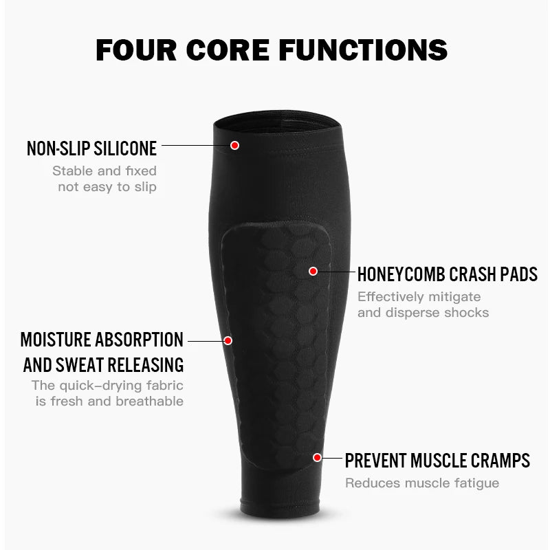 1Pcs Football Shin Guard Socks Sleeves with Foam,Calf Compression Sleeve Honeycomb Pads,Sports Legging & Soccer Equipment