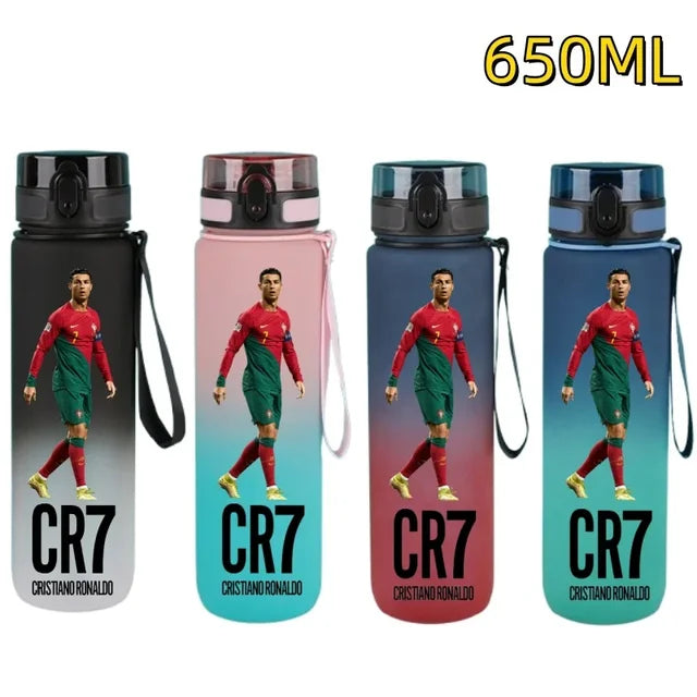 650ml Football Star Straw Water Cup Ronaldo Messi Portable Outdoor Large Capacity Sports Flip Cover Drinking Bottle Fans Gifts