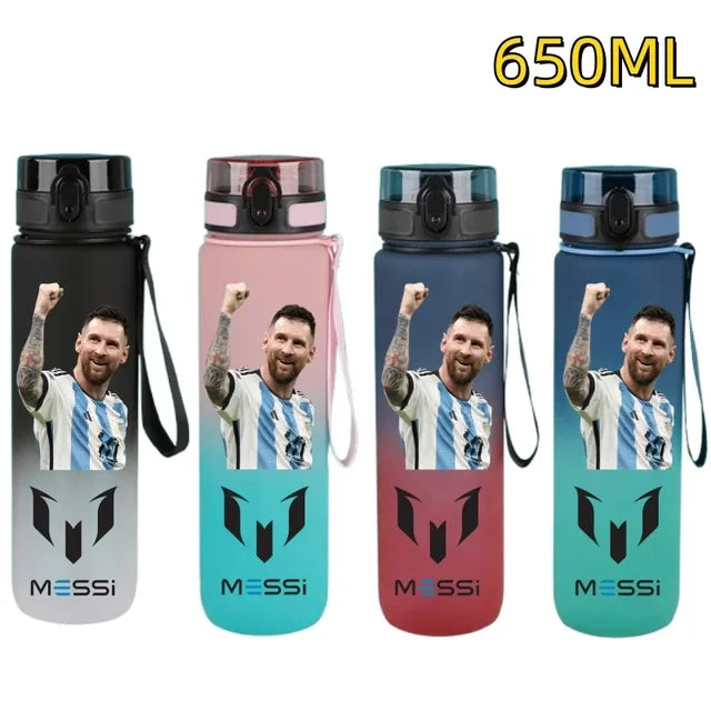 650ml Football Star Straw Water Cup Ronaldo Messi Portable Outdoor Large Capacity Sports Flip Cover Drinking Bottle Fans Gifts