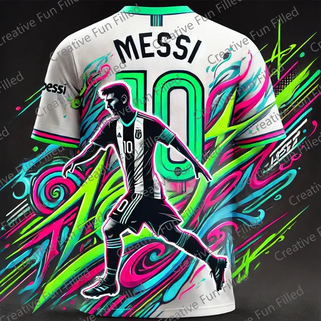 CHATGPT Street Graffiti Soccer Jersey for Kids and Adults, Special MESSI 10, Summer Tee, Intelligent Design Edition, New Kit