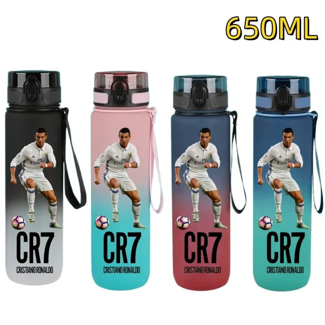 650ml Football Star Straw Water Cup Ronaldo Messi Portable Outdoor Large Capacity Sports Flip Cover Drinking Bottle Fans Gifts