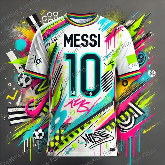 CHATGPT Street Graffiti Soccer Jersey for Kids and Adults, Special MESSI 10, Summer Tee, Intelligent Design Edition, New Kit