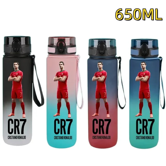 650ml Football Star Straw Water Cup Ronaldo Messi Portable Outdoor Large Capacity Sports Flip Cover Drinking Bottle Fans Gifts