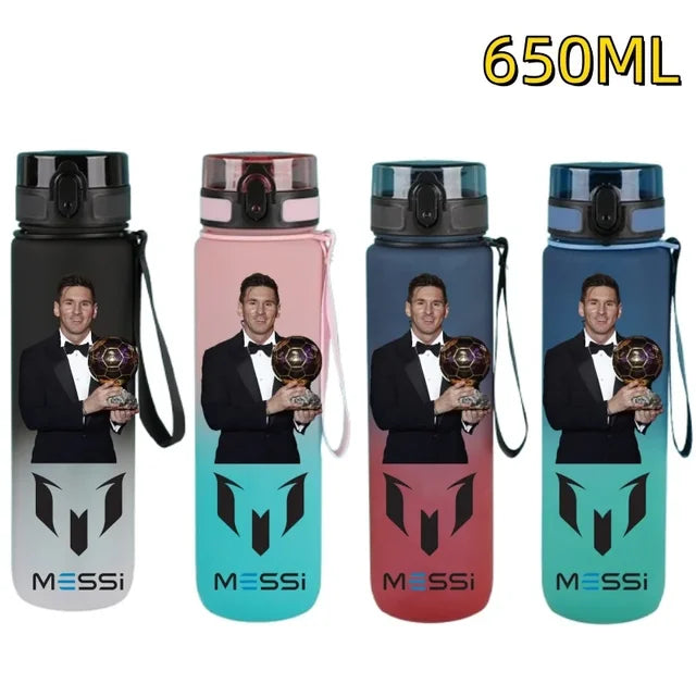 650ml Football Star Straw Water Cup Ronaldo Messi Portable Outdoor Large Capacity Sports Flip Cover Drinking Bottle Fans Gifts