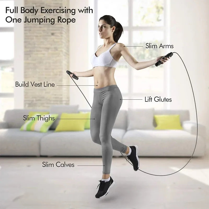 With Ball Bearings Adjustable Tangle-Free Speed Wire Jump Rope Workout with Foam Handles for Fitness Home Workouts and Slim Body