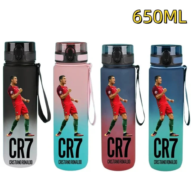 650ml Football Star Straw Water Cup Ronaldo Messi Portable Outdoor Large Capacity Sports Flip Cover Drinking Bottle Fans Gifts