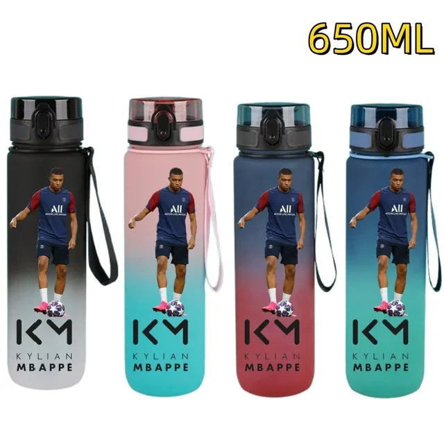 650ml Football Star Straw Water Cup Ronaldo Messi Portable Outdoor Large Capacity Sports Flip Cover Drinking Bottle Fans Gifts