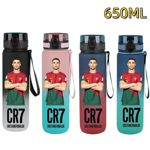 650ml Football Star Straw Water Cup Ronaldo Messi Portable Outdoor Large Capacity Sports Flip Cover Drinking Bottle Fans Gifts