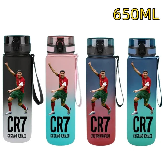 650ml Football Star Straw Water Cup Ronaldo Messi Portable Outdoor Large Capacity Sports Flip Cover Drinking Bottle Fans Gifts