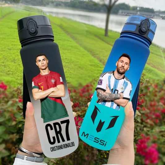 650ml Football Star Straw Water Cup Ronaldo Messi Portable Outdoor Large Capacity Sports Flip Cover Drinking Bottle Fans Gifts