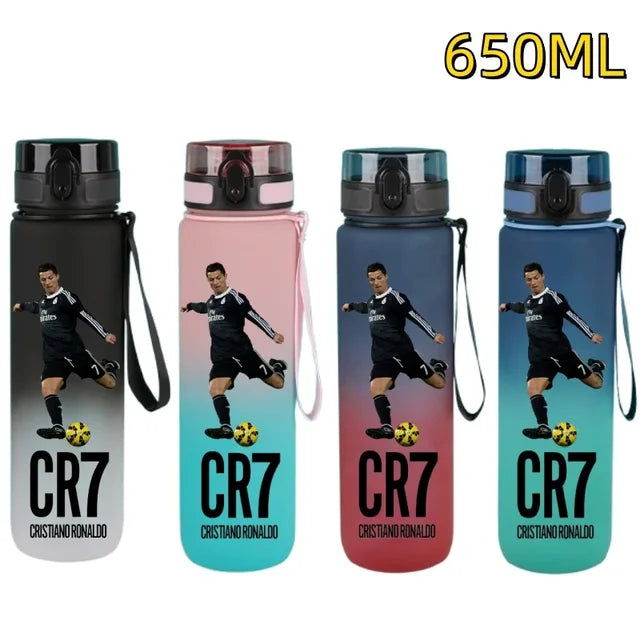 650ml Football Star Straw Water Cup Ronaldo Messi Portable Outdoor Large Capacity Sports Flip Cover Drinking Bottle Fans Gifts