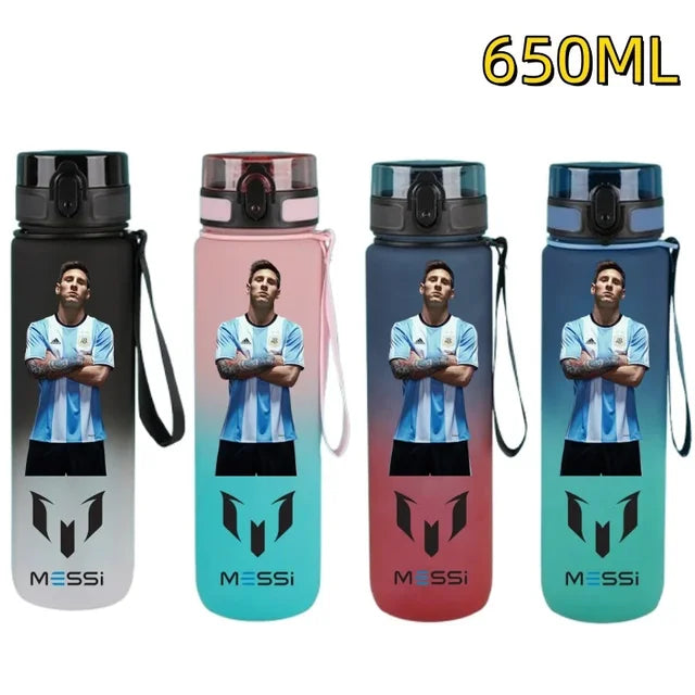 650ml Football Star Straw Water Cup Ronaldo Messi Portable Outdoor Large Capacity Sports Flip Cover Drinking Bottle Fans Gifts